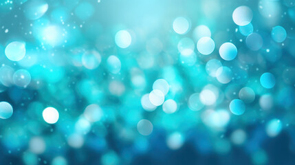 Obraz premium Blur bookeh silver lights or flashes on a vivid cyan color background