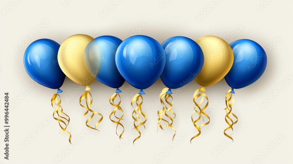 Poster Colorful balloons background for celebration party banner, stock illustration