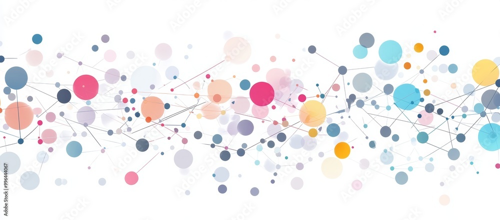 Poster topics related to technology and science in an abstract form.