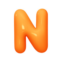 letter N. letter sign orange soft color. Realistic 3d design in cartoon balloon style. Isolated on white background. vector illustration