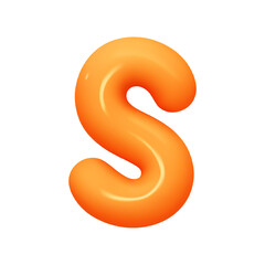 letter S. letter sign orange soft color. Realistic 3d design in cartoon balloon style. Isolated on white background. vector illustration