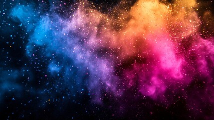 Naklejka premium Black background with colorful powder splash