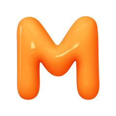 letter M. letter sign orange soft color. Realistic 3d design in cartoon balloon style. Isolated on white background. vector illustration