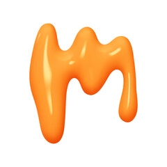 letter m. letter sign orange soft color. Realistic 3d design in cartoon liquid paint style. Isolated on white background. vector illustration