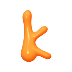 letter k. letter sign orange soft color. Realistic 3d design in cartoon liquid paint style. Isolated on white background. vector illustration