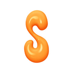 letter S. letter sign orange soft color. Realistic 3d design in cartoon liquid paint style. Isolated on white background. vector illustration
