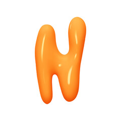 letter N. letter sign orange soft color. Realistic 3d design in cartoon liquid paint style. Isolated on white background. vector illustration