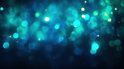 Blur bookeh colorful lights or flashes on a dark cyan color background
