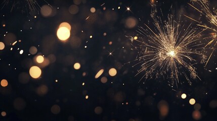 Fototapeta premium Sparkling fireworks in the night sky, symbolic of celebration and romance, with copy space for text.