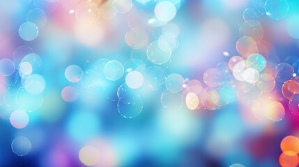 Obraz premium Blur bookeh colorful lights or flashes on a light blue color background