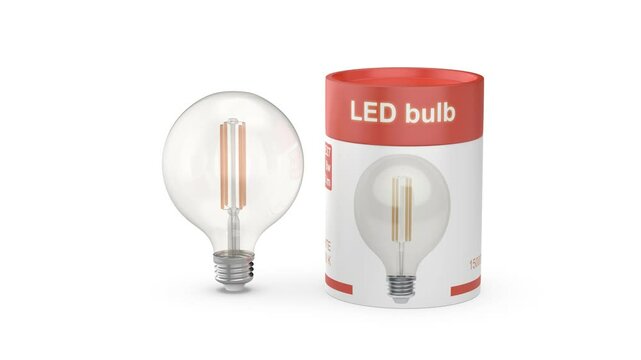Decorative LED light bulb on a white background