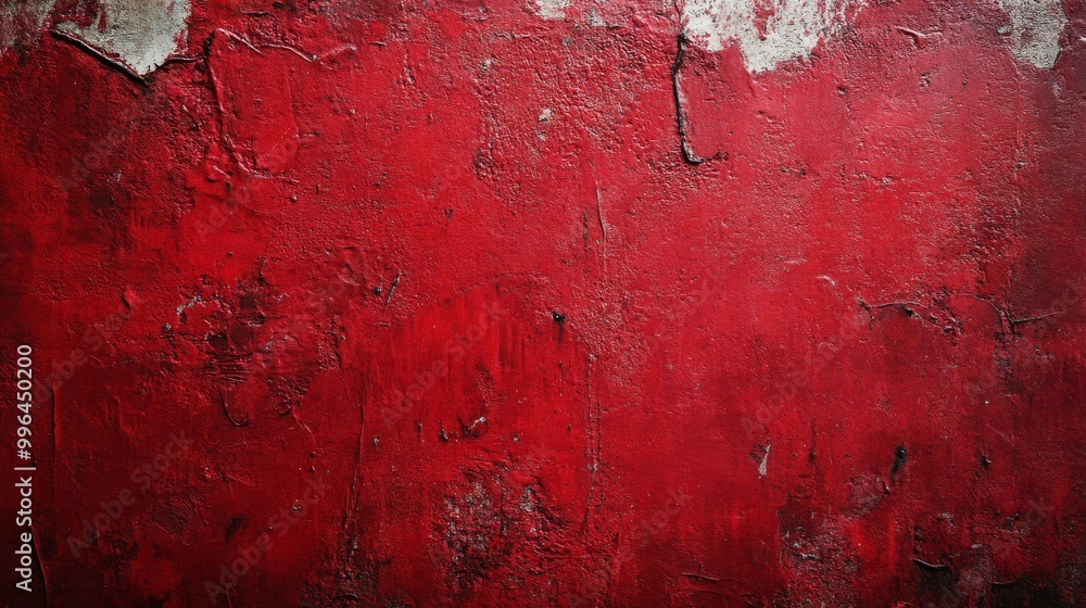 Poster the vivid red surface is marked by noticeable scratches and scuffs, revealing its rough texture and 