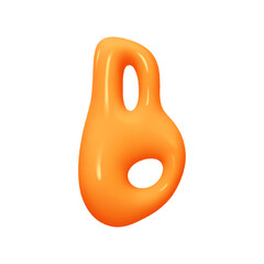 letter B. letter sign orange soft color. Realistic 3d design in cartoon liquid paint style. Isolated on white background. vector illustration