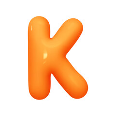 letter K. letter sign orange soft color. Realistic 3d design in cartoon balloon style. Isolated on white background. vector illustration