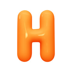 letter H. letter sign orange soft color. Realistic 3d design in cartoon balloon style. Isolated on white background. vector illustration