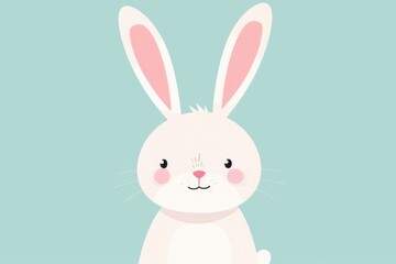 Fototapeta premium Cute cartoon bunny illustration with pink ears