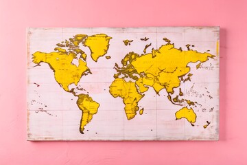 old world map with pink background