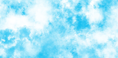 Sky blue Aquarelle paint paper textured canvas element,	 Hand painted light blue background with watercolor. soft color gradient Blue watercolor clouds on white background.