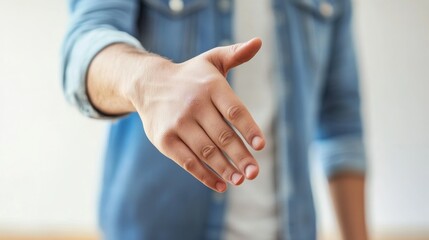 Fototapeta premium a person extending their hand for a handshake in a professional setting