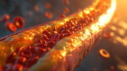 Artery narrowed by plaque and Normal artery. Atherosclerotic plaque. Cholesterol plaque in artery 
