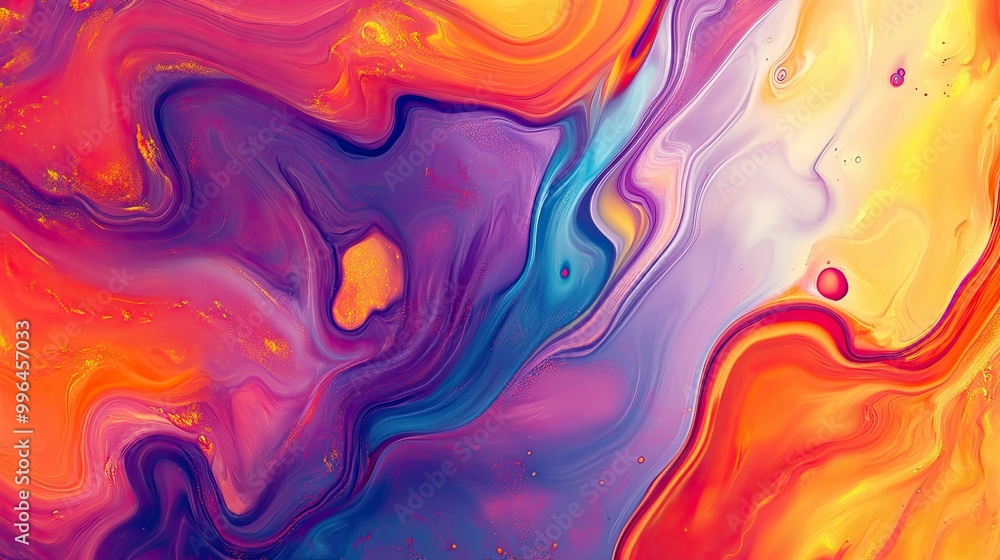 Poster abstract fluid art pattern with swirling shapes and vibrant colors, perfect for a dynamic background