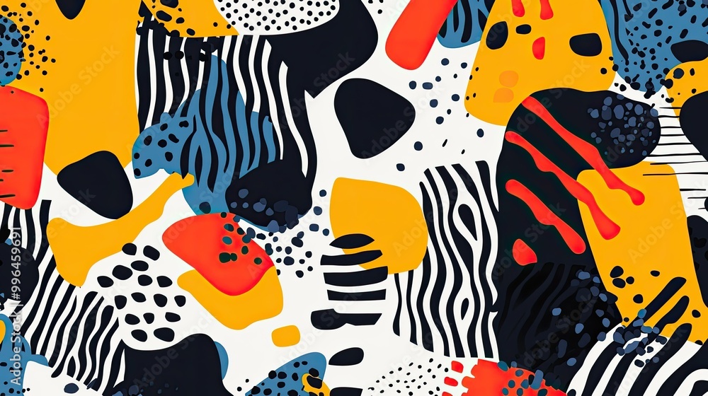 Poster abstract pattern with bold lines and dynamic shapes, bright and energetic, perfect for a playful bac