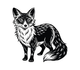 fox silhouette, on white background, isolated, vector
