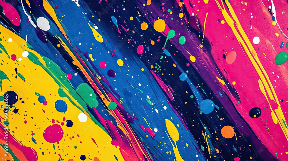 Aufkleber abstract pattern with splashes and streaks of paint, bright and colorful, with ample copy space.