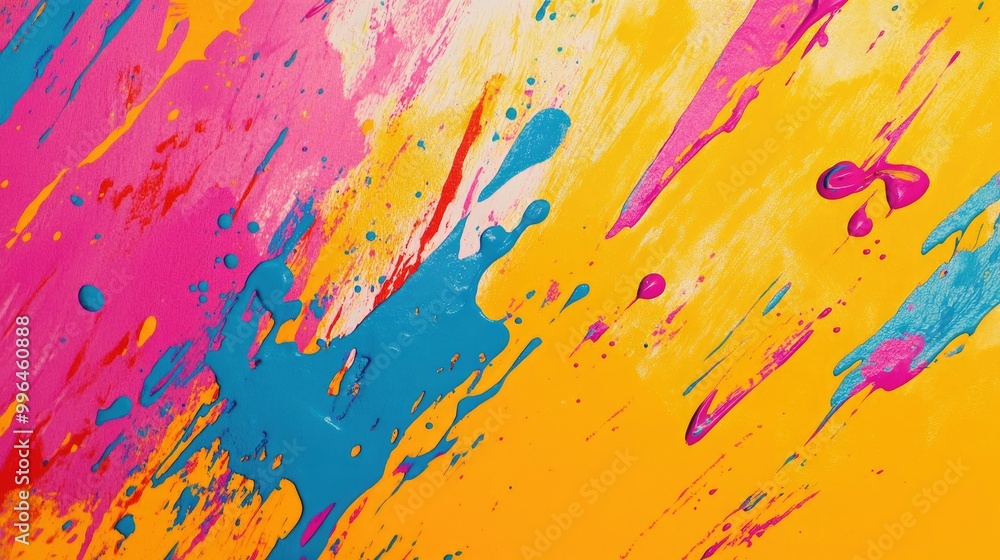 Aufkleber abstract pattern with splashes and streaks of paint, bright and colorful, with ample copy space.