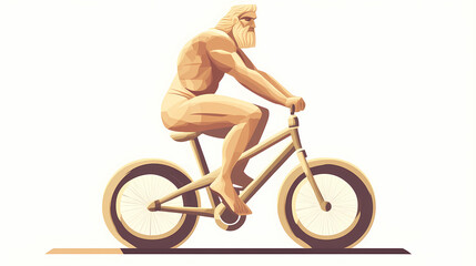 Ancient stone greek statue riding bycicle vector isolated illustration. Minoan Civilization. Illustration
