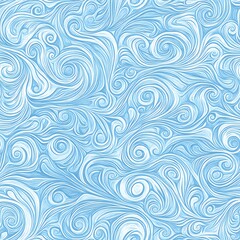 Seamless illustration of swirling waves with delicate lines