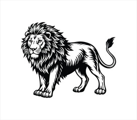 Fototapeta premium Lion black silhouette icon vector. Lion icon isolated on a white background. Walking lion icon vector
