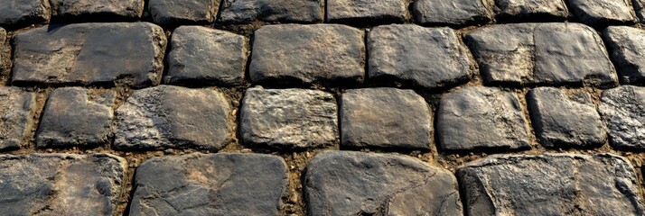 Obraz premium Cobblestone street texture, with uneven stones and weathered surfaces