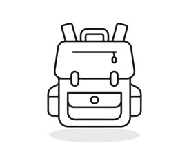 Fototapeta premium school bag backpack with straps line art vector icon