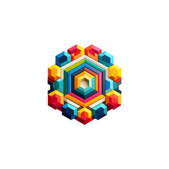 Obraz premium Colorful Geometric Shapes Heptagon PNG