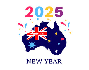 HAPPY NEW YEAR 2025,new year 2025 balloons on Australia flag color,