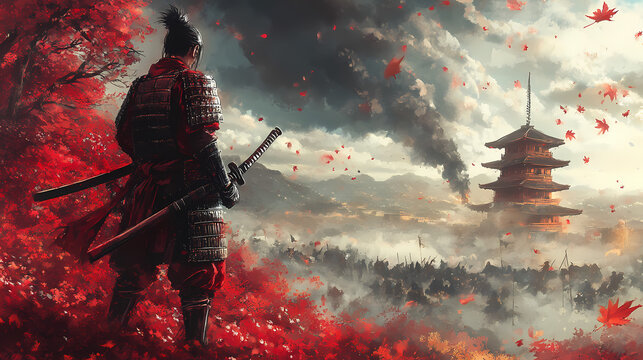 Ai image generate for ronin samurai. Feudal Japan. Illustration