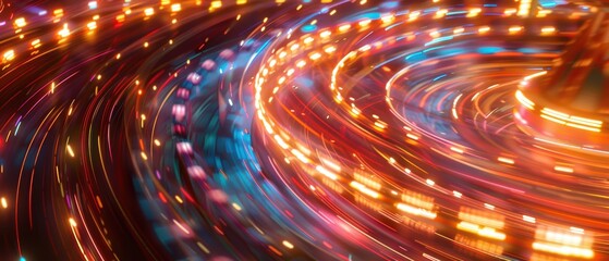 Colorful Light Trails in Spiraling Motion