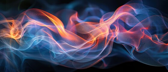 Obraz premium Abstract Colorful Smoke Waves on Dark Background