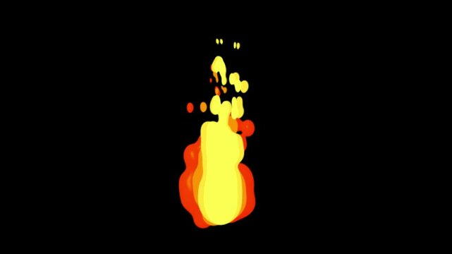 2d FX fire on black background. Animations of cartoon fire effects