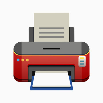 red printer printing paper flat design clip art preview