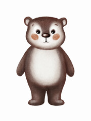Naklejka premium A cute baby bear illustration, a forest animal isolated, a hand-drawn brown bear character