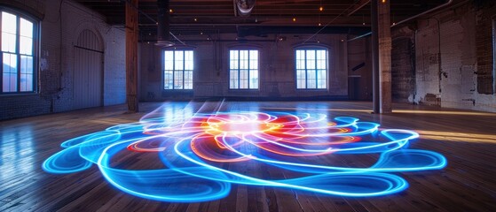 Colorful Light Trails in Modern Indoor Space