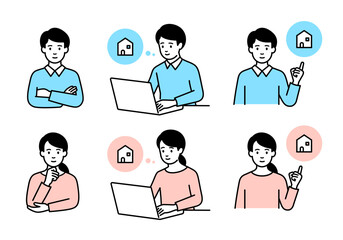 マイホームを探す夫婦のイラスト