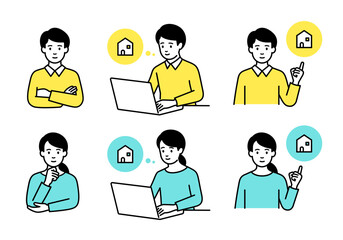 マイホームを探す夫婦のイラスト
