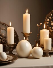 candles and christmas decorations