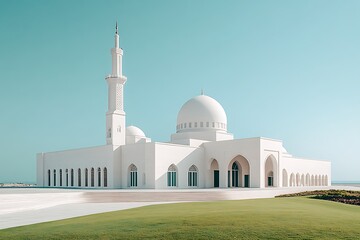 White Mosque Against a Blue Sky