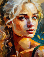 Bold Brush stroke Oil Painting A woman Portrait