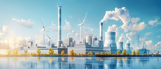 Modern Industrial Landscape with Renewable Energy Sources