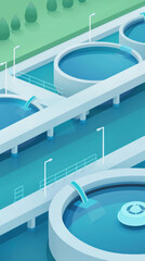 Cutting-edge Sustainable Water Management. Industrial Facility Showcasing Advanced Technology for Waste Minimization and Resource Efficiency, Emphasizing Eco-friendly Practices in Modern Manufacturing